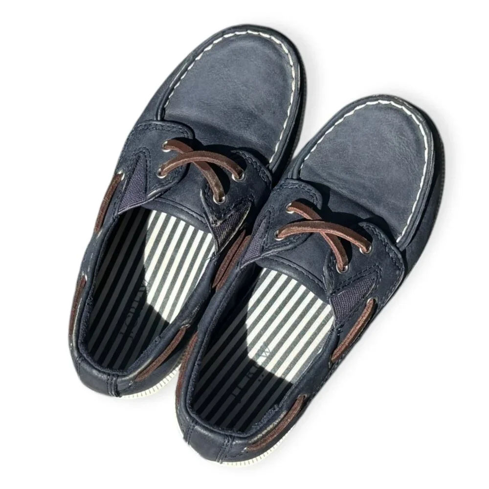 J.CREW‎ Factory Crew Cuts Boys' Boat Shoes Blue Loafers Size 12